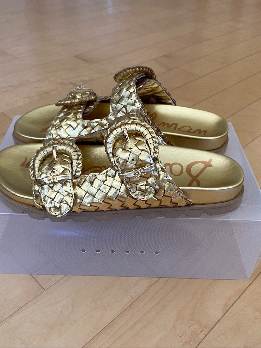 Sam Edelman Leather Tiffanie Metallic Gold Platform Sole Detail - Picture 2 of 7